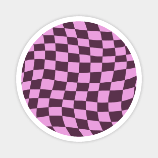 Dark Purple and Pink Distorted Warped Checkerboard Pattern I Magnet